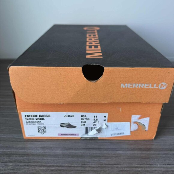 Merrell Women's Encore Kassie Gray Nubuck Wool Winter Clogs Mules  $85 - Picture 10 of 12